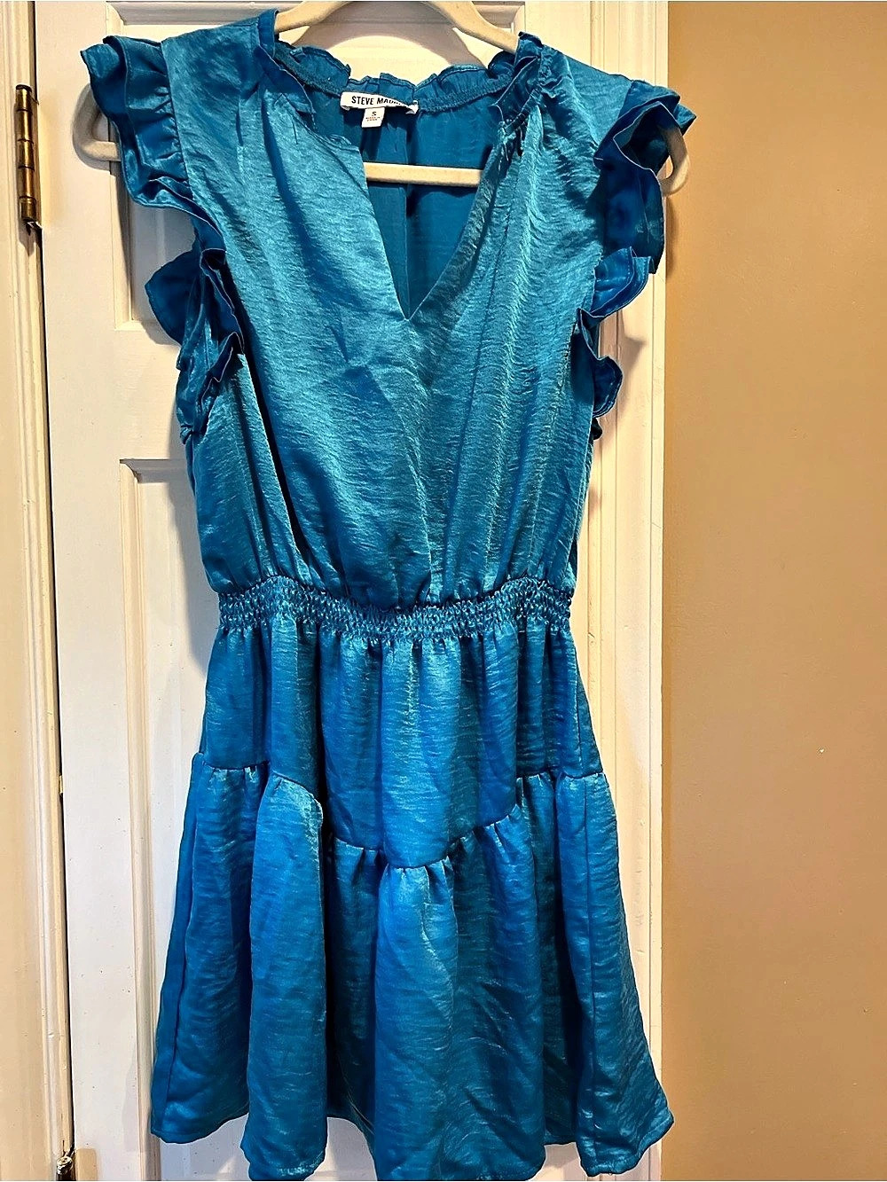 Steve Madden Blue Ruffle Sleeve Mini Dress Size Small Like New